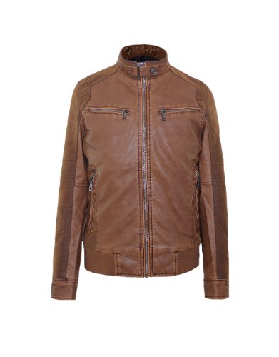Tom's Ware Mens Highest Quality Zip Up PU Leather Rider Jacket TWL304J-BROWN-XL ( US L) Bestseller