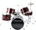 Drumfire Drum Set with Drum Throne, Sticks, Drum Key, and Cymbals (Wine Red)