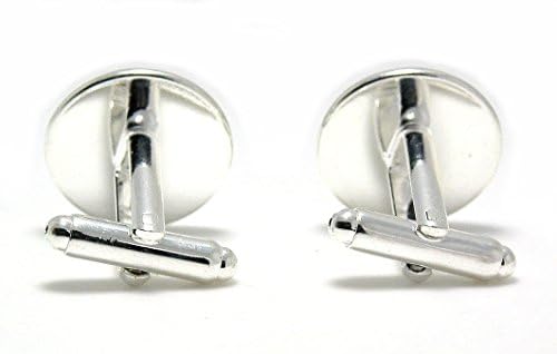 Silver Plated Metal 16mm Deep Blue Abalone Cufflinks