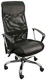 High Back Black Split Leather Chair with Mesh Back