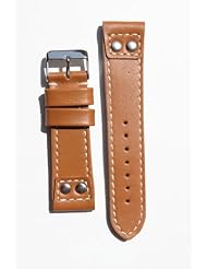 Panerai 20mm Tan Pilot Style Watchband with Contrast Stitch and Water Resistant Lining