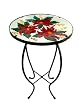 Poinsettias Round Glass Top Side Table Poinsettias Round Glass Top Side Table