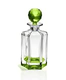 22oz. Green Crystal Whiskey Decanter - Naples Collection - Bohemia Crystal - Made In Czech Republic