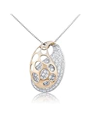 18K Two tone Gold 2.29ct Overlapping Ideas Micro Pave Set Diamond Oval Pendant
