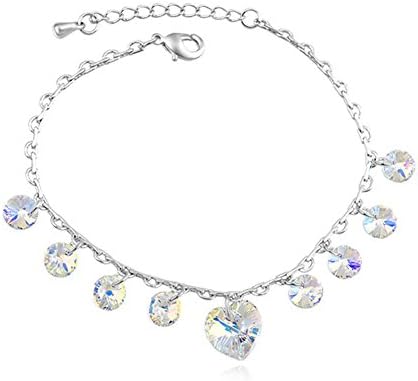 Fetrun Swarovski Elements "Walking" Crystal Anklet Women Jewelry Color Colorful White