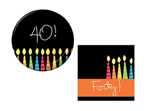 Great Birthday 40th 16 Guest Party Bundle - 2 Items: Appetizer/Dessert Plates & Napkins