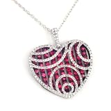 14K Ruby & Diamond Heart Medallion Pendant