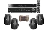 Yamaha 3D-Ready 5.1-Channel 500 Watts Digital Home Theater Audio/Video Receiver with 1080p-compatible HDMI repeater & Upgraded CINEMA DSP + Set of 4 Yamaha All Weather Indoor / Outdoor 120 watt Wall Mountable Natural Sound 2-way Acoustic Suspension Speakers - Black + 100ft 16 AWG Speaker Wire