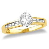 14k Yellow Gold Round Diamond Engagement Ring w/ Channel-Set Baguette and Round Diamonds (1/2 ct center, 5/8 cttw, G-H Color, SI2-I1 Clarity)