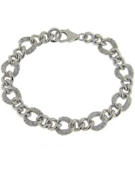 White CZ Pave Oval Link Bracelet -7.25