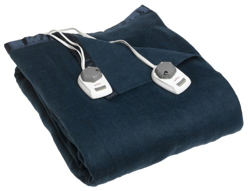 Sunbeam Royal Nights EasySet Accutouch Controller Heated Electric King Blanket, Navy