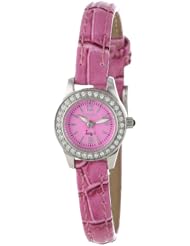 Invicta Womens 13661 Angel Hot Pink Dial Crystal Accented Hot Pink Leather Watch
