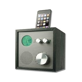 SuperSonic SC-7SP Vintage AM/FM Radio Alarm Clock iPod Dock + Speaker