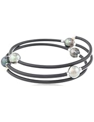 Baggins Tahitian Pearl Memory Wire PVC Tubing Triple Wrapped Bangle Bracelet, 13"