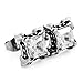 Men's Stainless Steel Stud Earrings CZ Silver Tone Black Dragon Claw Square