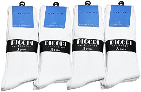 12 Pairs Men Ribbed Dress Socks - Plain Color J2404-WT