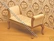 Handcarved Oak Setee with White Satin Upholstery Dollhouse Miniature