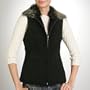 BGSD Women's Shearling Vest with Toscana Fur Trim - Misses Brown S