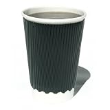 LidCraft Paper Cups 8 oz/500 Quantity- Black Design- Corrugated - No Sleeves Needed