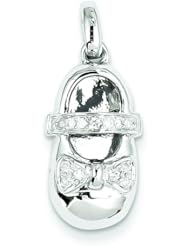 14K White Gold Baby Girl Shoe Pendant Jewelry New