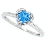 0.52ct Blue Topazt and Diamond Gemstone Heart Ring in 10Kt White Gold