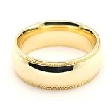 10K Yellow Gold Wedding Bands 7mm Milgrain Comfort fit
