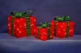 6"/8"/10" RED/GREEN PARCELS SET WITH BOWS AND LIGHTS