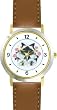Birman Cat Mom and Kittens with Roses Cat - JP - WATCHBUDDY&reg; DELUXE TWO-TONE THEME WATCH - Arabic Numbers - Brown Leather Strap-Size-Large ( Men's Size or Jumbo Women's Size )
