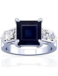 Platinum Princess Cut Blue Sapphire Fana Designer Ring