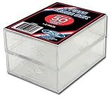 BCW 2 Piece Slider Box - 50 Count - (2-Pack) - Baseball, Football, Basketball, Hockey, Golf, Single Sports Cards Top Load - Sportcards Card Collecting Supplies