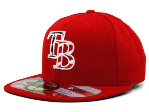 MLB New Era 5950 FITTED Tampa Bay RAYS 7-3/8 Stars & Stripes RED Hat Cap Authentic 59Fifty