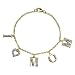 $29.99 - Sterling Silver Yellow Gold Overlay "I Heart Mom" Charm Bracelet with Diamonds