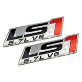 2x (pair set) LS1 5.7L V8 Red Engine Emblems Badges Highly Polished Aluminum Chrome... by Unknown