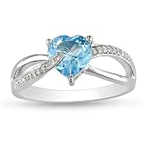 Sterling Silver 1 1/2 CT TGW Sky Blue Topaz 0.05 CT TDW Diamond Fashion Ring (G-H, I3)
