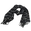 NEW SOFTER THAN CASHMERE PLAID STRIPE LONG FRINGE SCARF SHAWL WRAP 72X12 BLACK