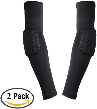 2-Pack Honeycomb Padded Arm Sleeves, JeeMax Combat Arm Pads Protector Shooting Hand Arm Elbow Support Crashproof Sleeve for Football, Running, Volleyball &amp; Athletic Sports,1 Pair£¬Black
