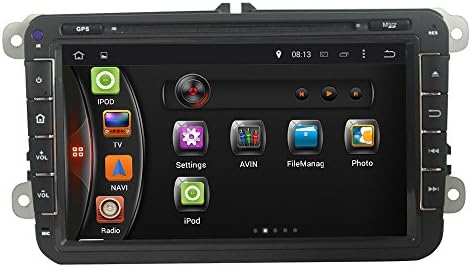 lsqSTAR Quad Core 16GB 1024*600 Android 4.4.4 8 Inch Car GPS Stereo for VW Volkswagen MAGOTAN/CADDY/PASSAT/ SAGITAR/GOLF/TIGUAN/TOURAN/JETTA/SKODA/SEAT/ CC/POLO/Golf 5/Golf 6 2006-2012 with Capacitive Digital Screen In Dash Navigation Receiver Support GPS 3G Wifi Ipod Bluetooth DVR AM FM RDS Radio Steering Wheel Control OBD2 Subwoofer Output Mirror link