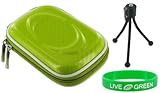 Hard Carrying Case (Candy Green) and Tripod for Canon PowerShot SD980IS Digital Camera Silver Hard Carrying Case (Candy Green) and Tripod for Canon PowerShot SD980IS Digital Camera Silver