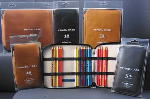 Global Art Genuine Leather Pencil Cases - Brown - Holds 120