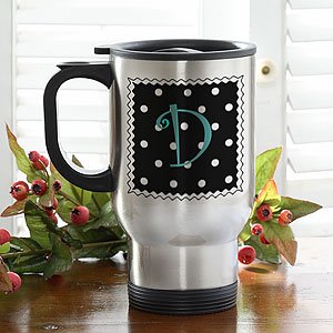 Women's Stainless Steel Personalized Travel Mug - Dot to Dot