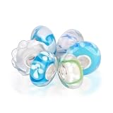 Bling Jewelry Assorted Baby Blue Lampwork Murano Glass Bead Bundle .925 Sterling Silver Pandora Compatible