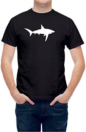 T shirt Plain Shark Figure Black XL
