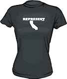 Represent California State Outline Women's tee Shirt in 6 Colors Small thru XXL