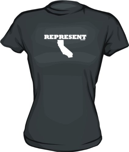 Represent California State Outline Women's tee Shirt in 6 Colors Small thru XXL