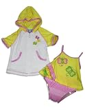 Baby Buns – Infant Girls One Piece Swimsuit And Coverup, Yellow, Pink, White (Size 18Months)