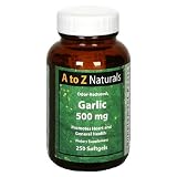 A to Z Naturals Garlic, 500 mg, 250 Softgels, (Pack of 4)