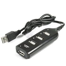 Premium Four 4 Port Ports USB Hub Expansion High Speed USB 2.0 Multi USB Hub Splitter Switch Lead Adapter Cable For PS3, Xbox, Wii, PC, MAC, Laptop, NoteBook, Mac Book, NetBook, Tablet, Tab, Supports Windows Vista/7/Mac -Part Of The Crazy4fones Accessories Range