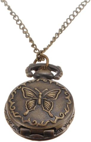 Antique Butterfly Quartz Pocket Watch .
