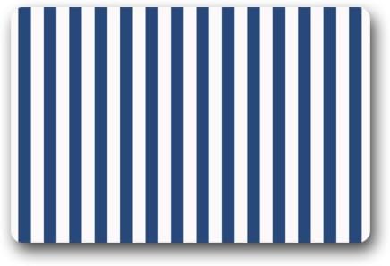 Door Mat Navy Blue and White Vertical Stripe Pattern Doormat Rug Indoor/Outdoor/Front Door/Bathroom Mats Floor Mat 23.6inch X 15.7inch