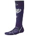 This Womens PhD Snowboard sock from Smartwool in imperial purple has a great over the calf fit and is medium cushioned for comfort on the slopes. With the special 4 Degree fit system that gives extra support to four key areas of the foot when skiing and snowboarding. This stylish snowboard and ski sock will keep you cosy warm and comfortable all day long on the mountain. Specifications: Fabric: 55% Merino Wool , 43% Nylon, 2% ElastaneHeight: Over the calf Features: 4Degree Fit system for all day performance fitWOW technology ( Wool on Wool ) more Smartwool is put in high impact and high wear areas to help reduce shock and abrasion.SmartWool inside for moisture, temperature and odour controlStrategic mesh zones for maximum ventilation